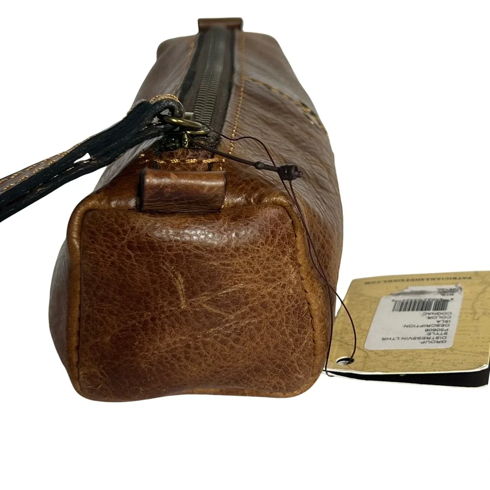 Patricia Nash Isla‎ Cosmetic Case Womens Cognac Distressed Vintage Leather Pouch